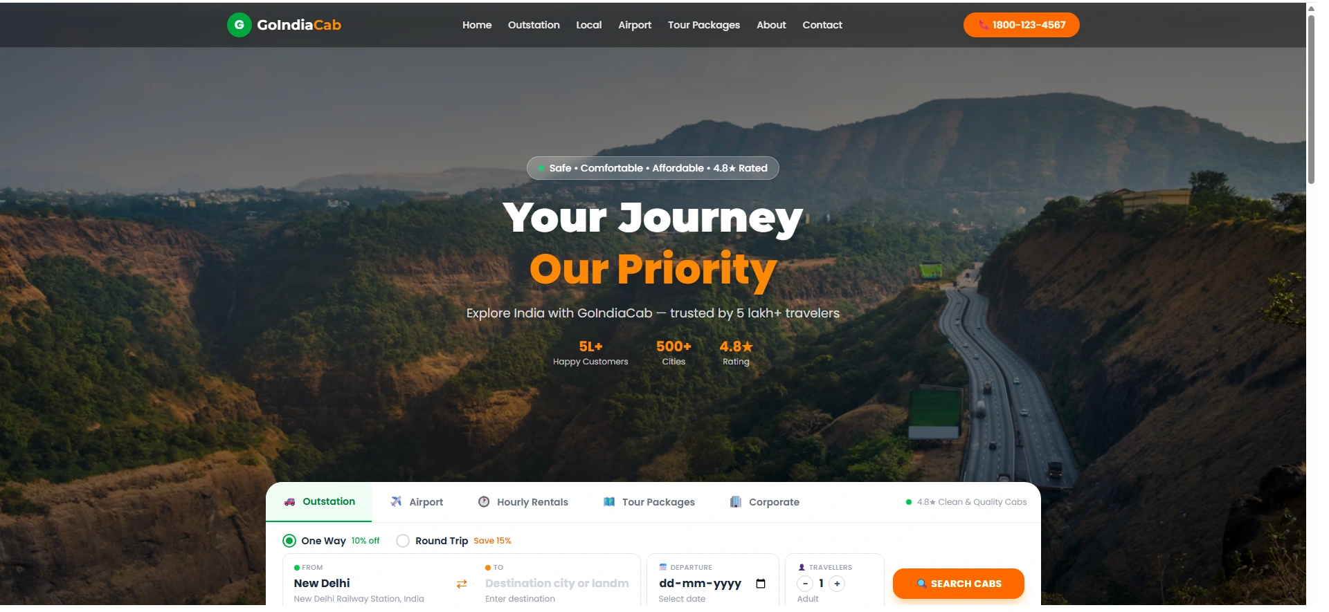 GOINDIACAB travel platform UI UX design by OPTYVIBE