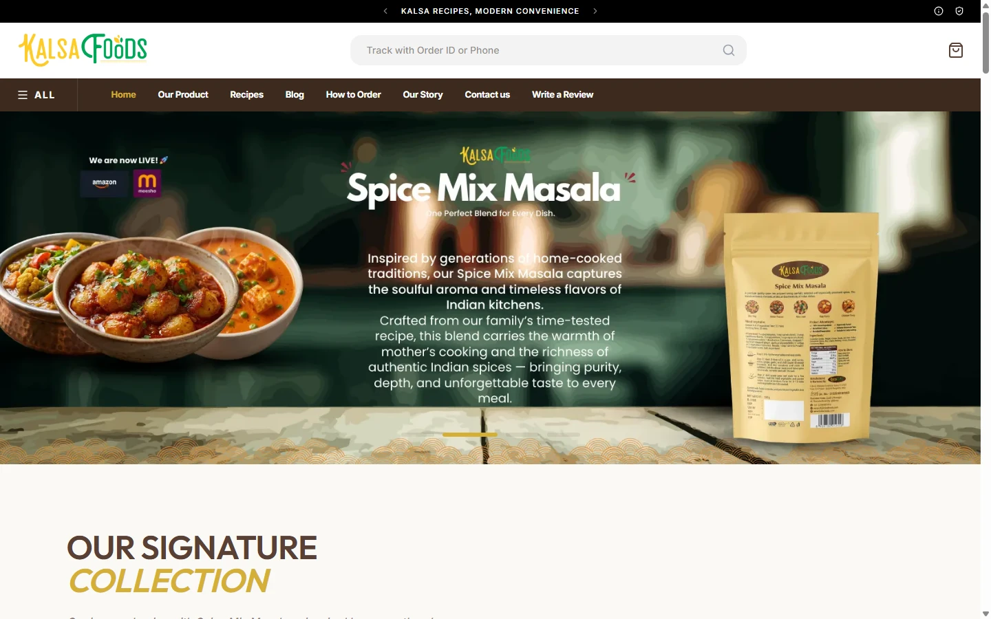 Kalsa Foods e-commerce website designed and developed by OPTYVIBE