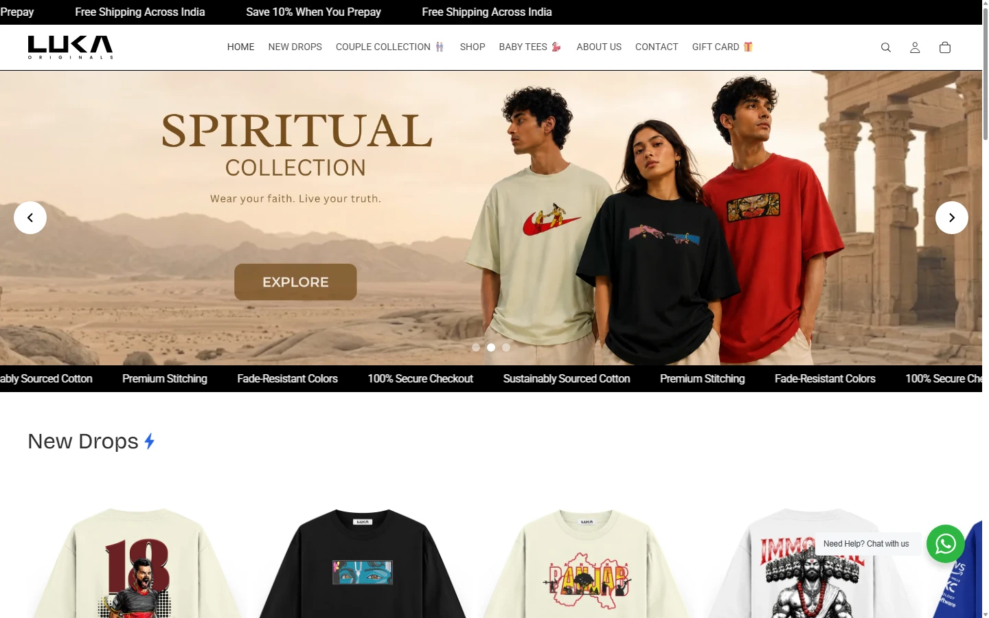 Luka Originals e-commerce website designed and developed by OPTYVIBE